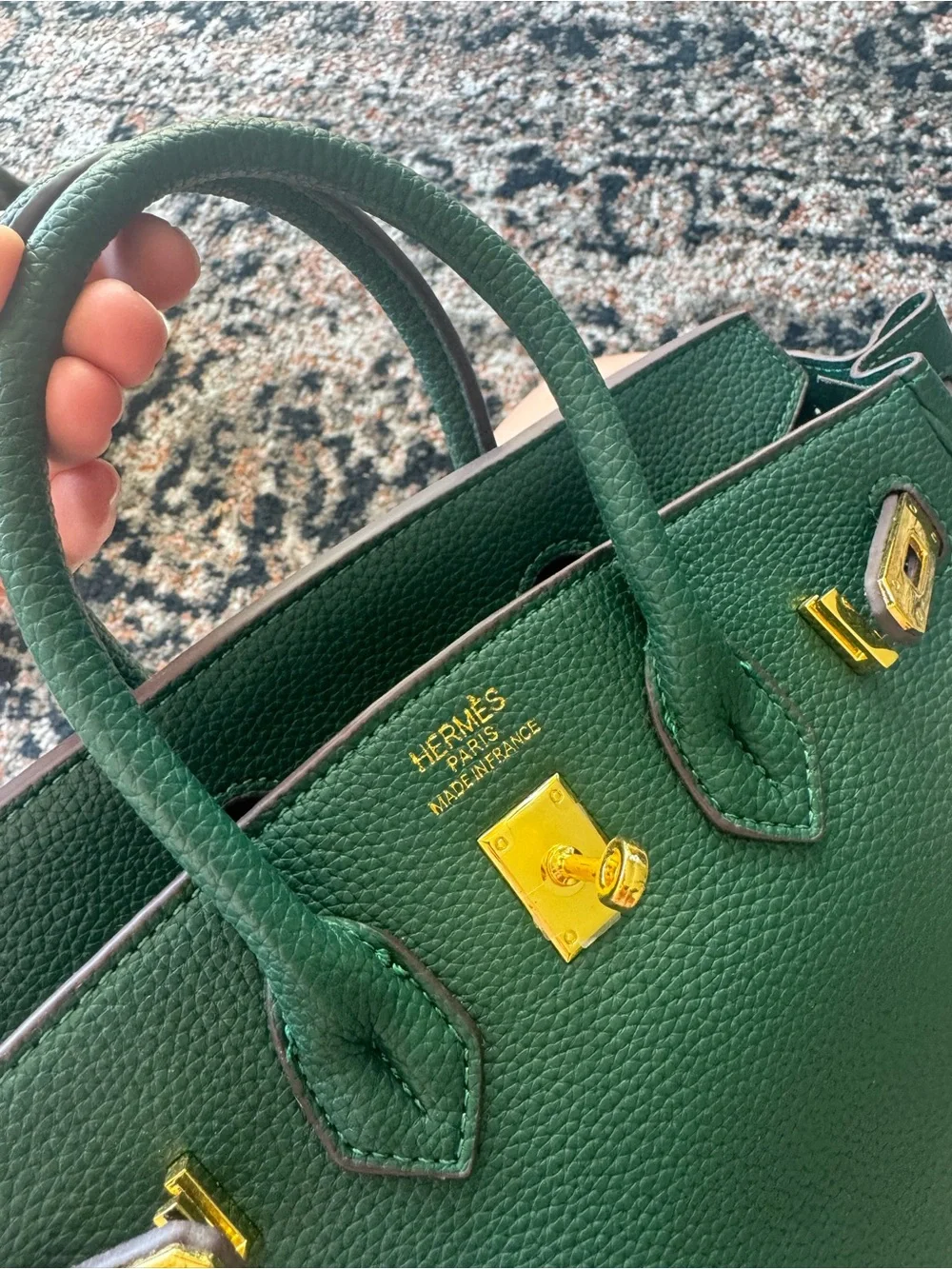 & Other Stories Dark Green Leather Top-Handle Satchel with Gold Hardware New 🆕